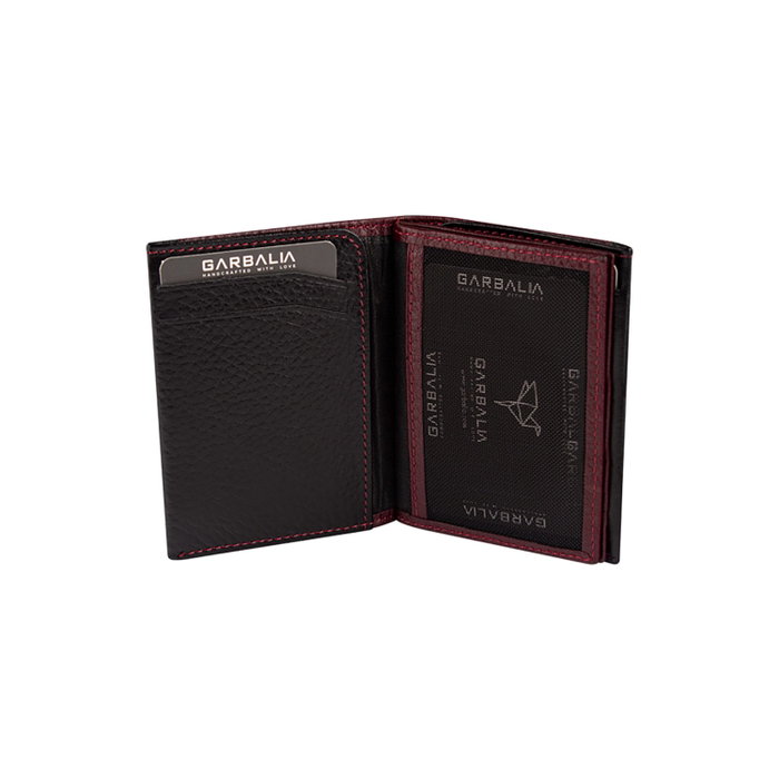 Zoozie Bags Cartera de Piel para Hombre Paola, Rojo Claret y Negro